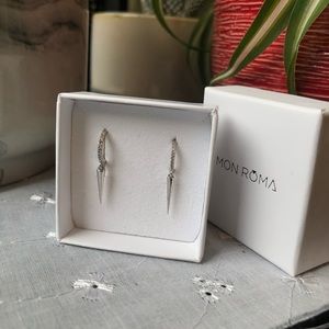 Silver Spike Cz Hoops